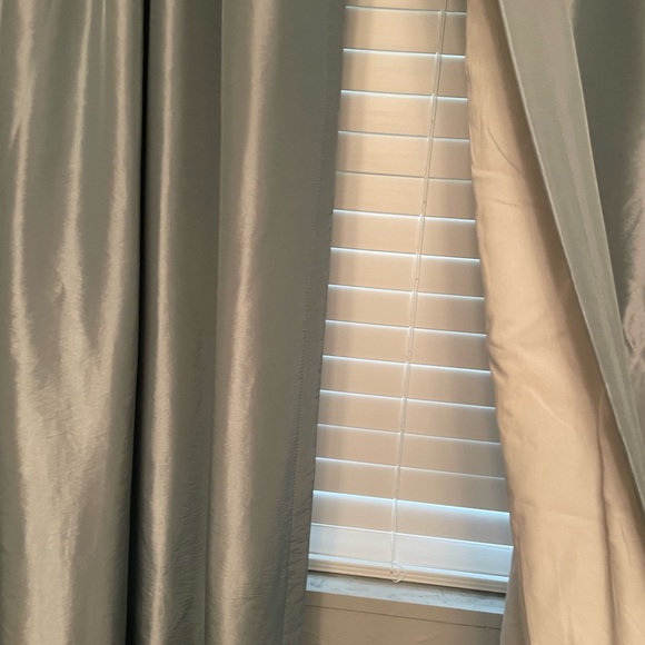 American Living Set of 2 Panels Blue Silky Like Curtain Panels - Picture 5 of 10